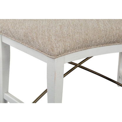 Heron Cove Chalk White And Dovetail Grey Upholstered Curved Bench