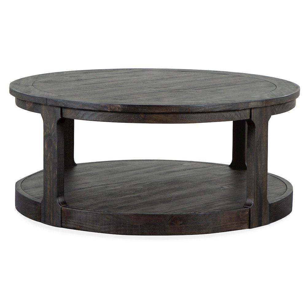Boswell Peppercorn Round Cocktail Table With Casters