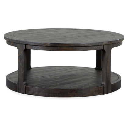 Boswell Peppercorn Round Cocktail Table With Casters