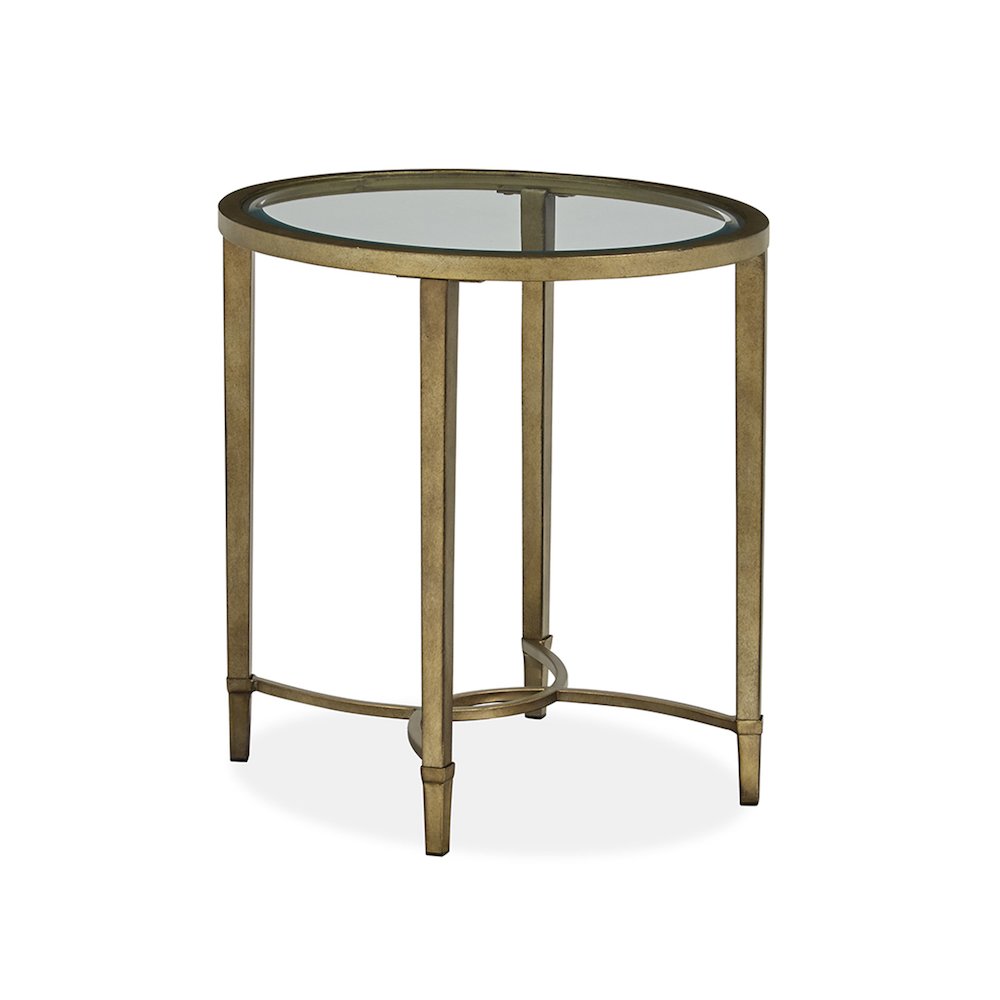 Copia Antiqued Silver With Gold Tint Oval End Table