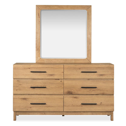 Davenport Rustic Caramel Double Drawer Dresser With Portrait Mirror