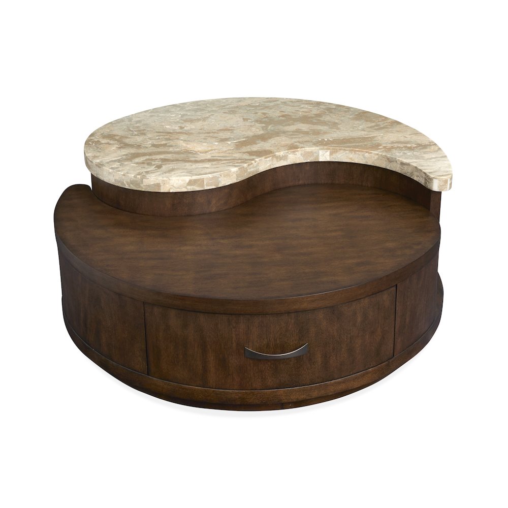 Mcpherson Burnt Umber Round Cocktail Table With Casters
