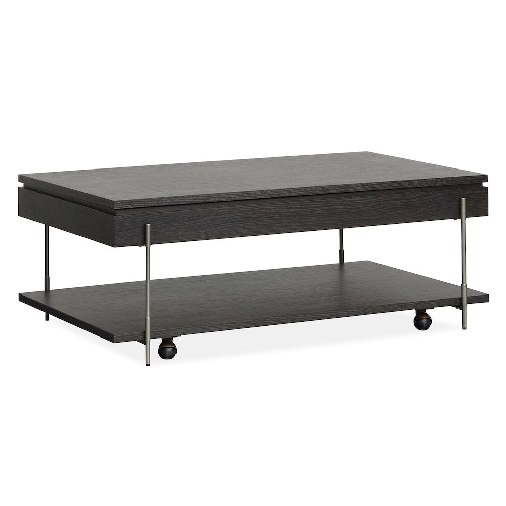 Spencer Dark Briarsmoke Lift Top Storage Cocktail Table With Casters