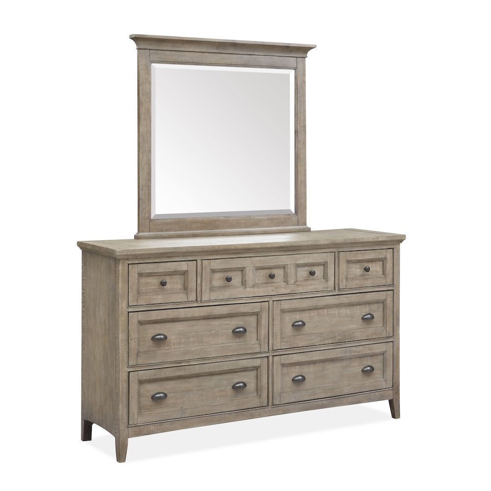 Paxton Place Dovetail Grey Drawer Dresser With Landscape Mirror