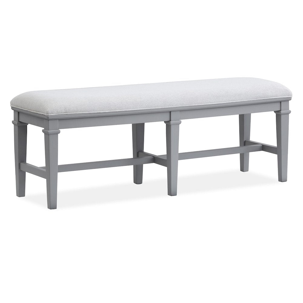 Charleston Harbor Gray Grey Upholstered Bench