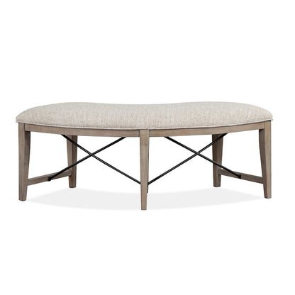 Paxton Place Dovetail Grey Upholstered Curved Bench