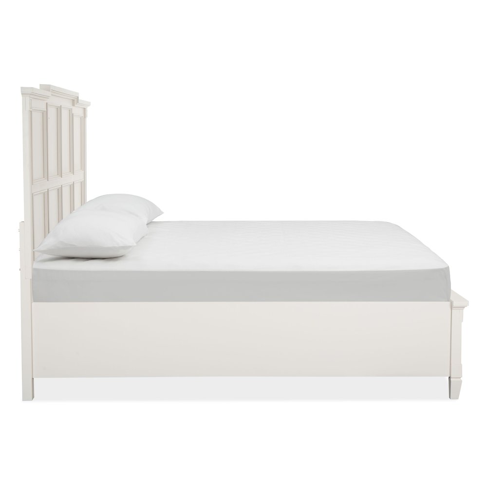 Willowbrook Egg Shell White With Slight Rub Through King Panel Storage Bed