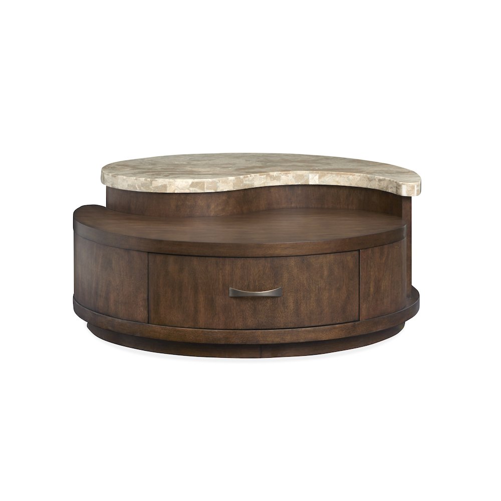 Mcpherson Burnt Umber Round Cocktail Table With Casters