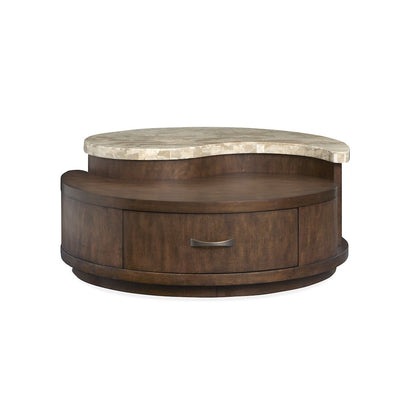 Mcpherson Burnt Umber Round Cocktail Table With Casters