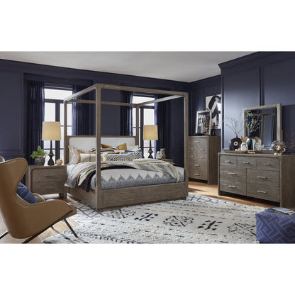 Westbourne Dark Umber Queen Upholstered Poster Bed