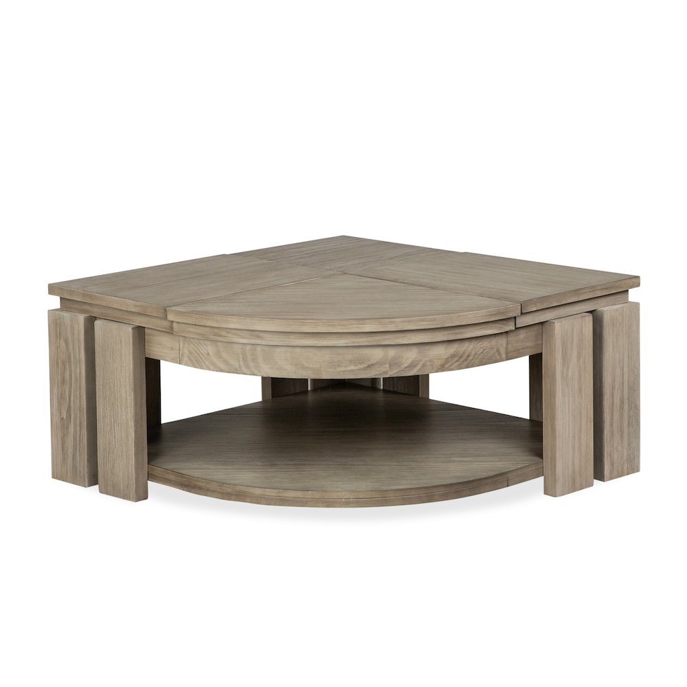 Conrad Stone Harbor Grey Pie Shaped Lift Top Cocktail Table With Casters