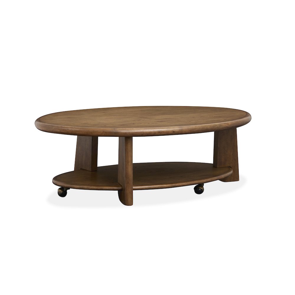 Tanner Tawny Brown Oval Cocktail Table With Casters