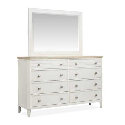 Echo Isles Sea Pearl And Driftwood Double Drawer Dresser With Landscape Mirror