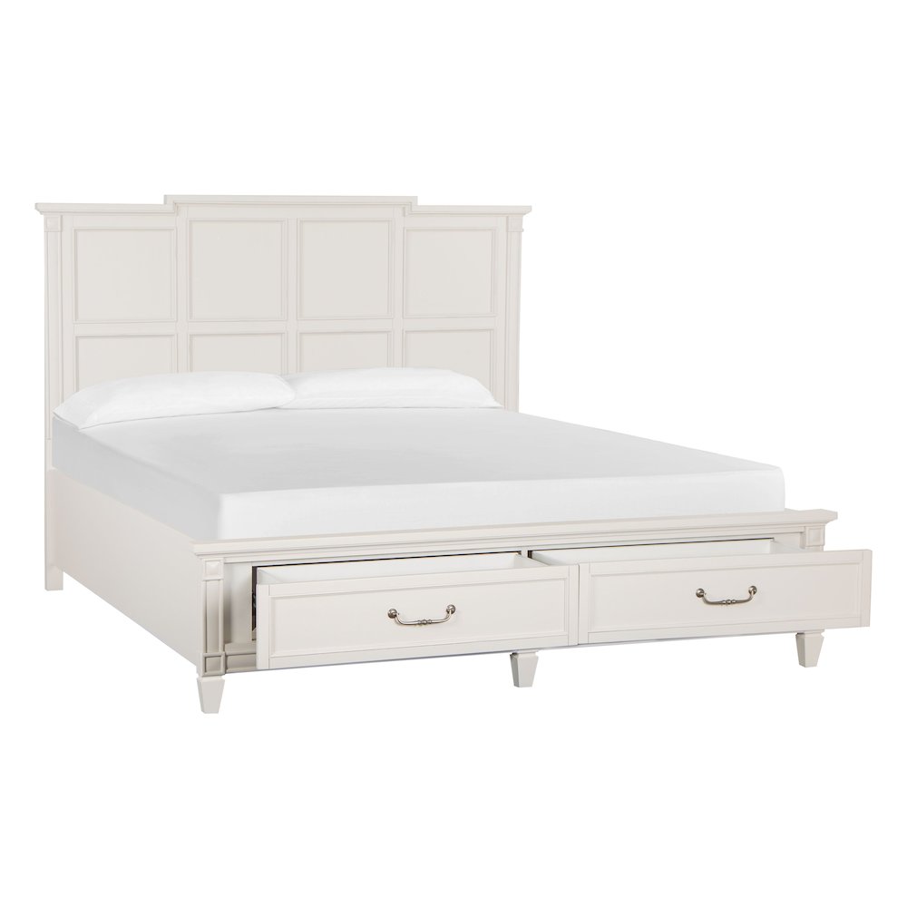 Willowbrook Egg Shell White With Slight Rub Through King Panel Storage Bed
