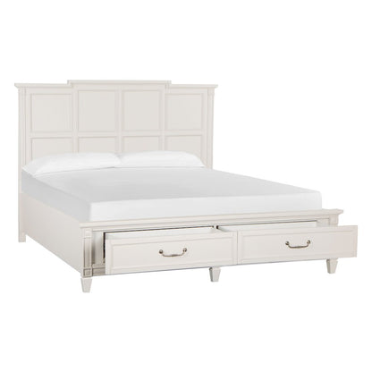 Willowbrook Egg Shell White With Slight Rub Through King Panel Storage Bed
