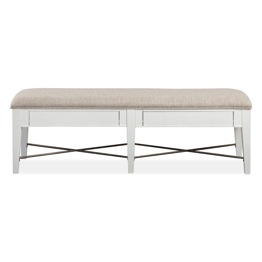 Heron Cove Chalk White And Dovetail Grey Upholstered Bench
