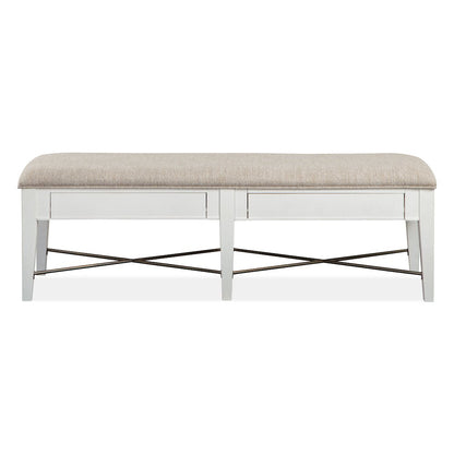 Heron Cove Chalk White And Dovetail Grey Upholstered Bench