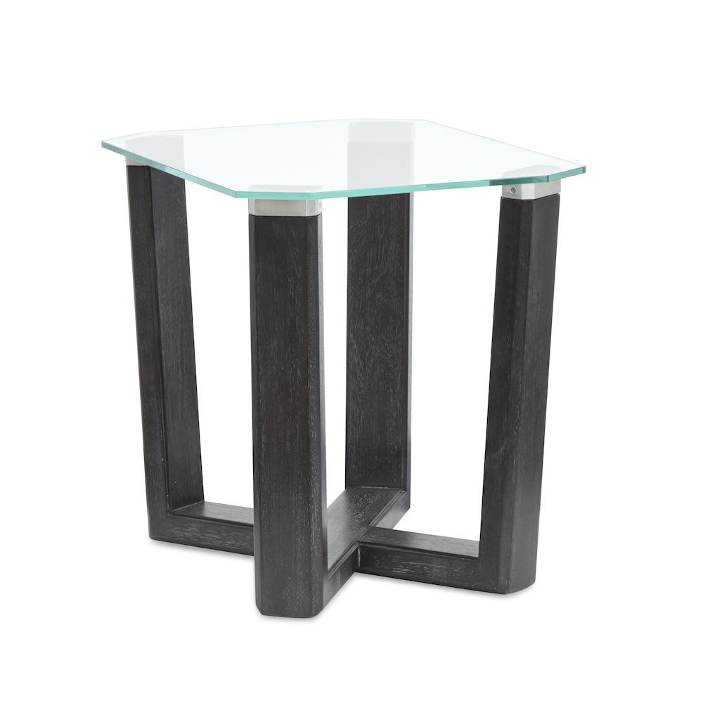 Wexler Black Truffle And Clear Glass Rectangular End Table