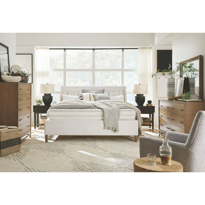 Lindon Belgian Wheat And Coffee Bean Queen White Upholstered Island Bed