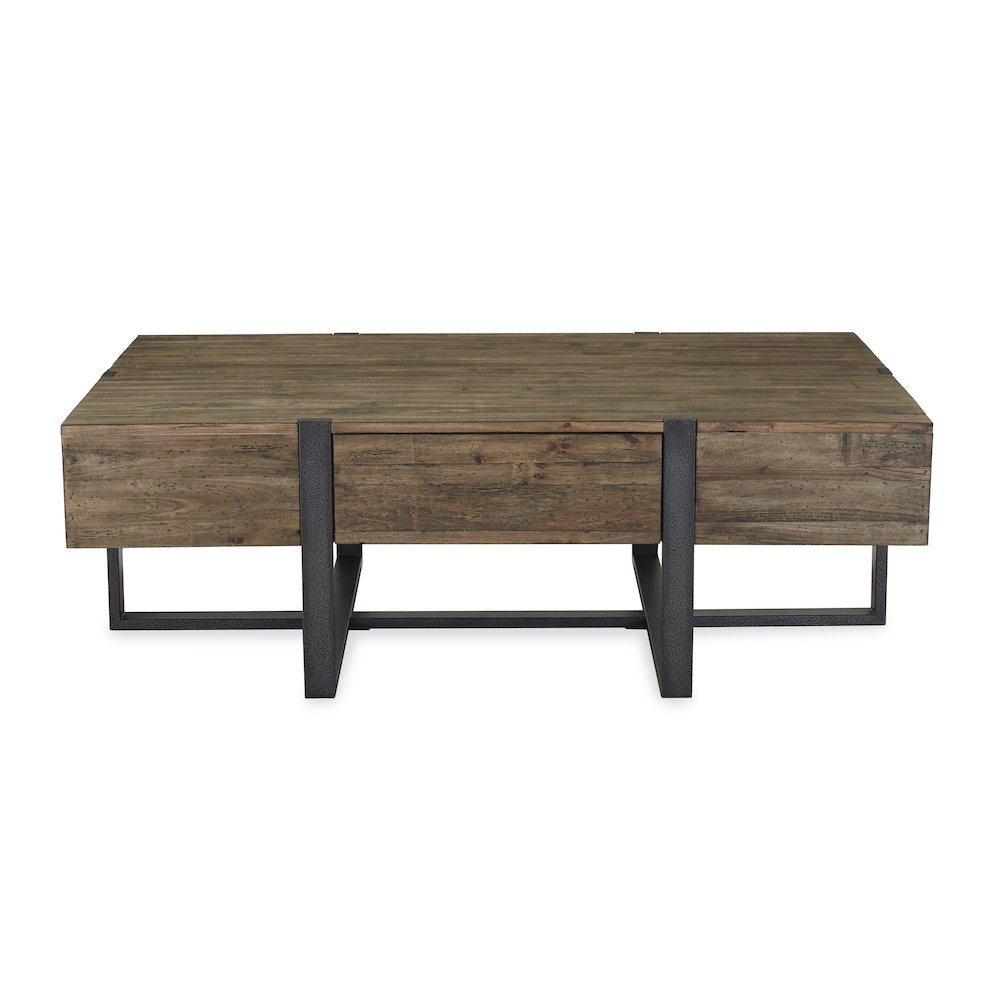 Prescott Rustic Honey And Distressed Iron Rectangular Cocktail Table