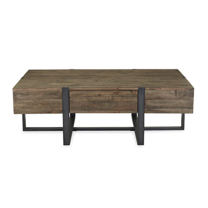 Prescott Rustic Honey And Distressed Iron Rectangular Cocktail Table
