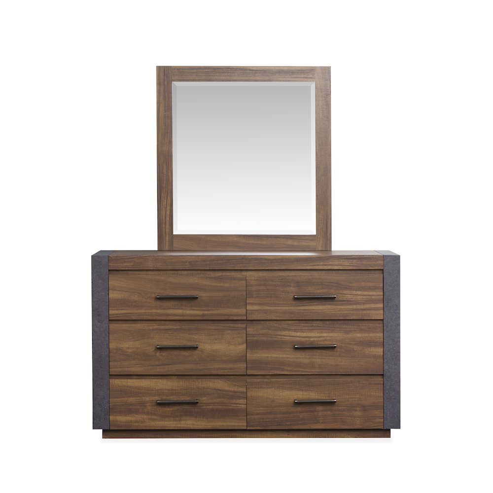 Jensen Tavern Brown Double Drawer Dresser With Paper Mirror