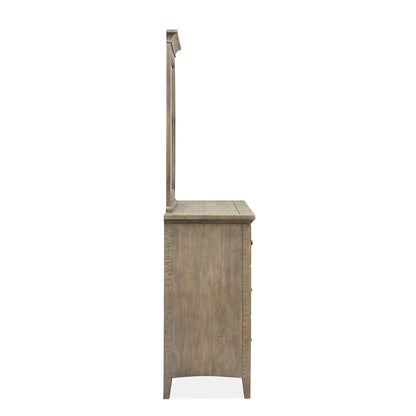 Paxton Place Dovetail Grey Drawer Dresser With Landscape Mirror