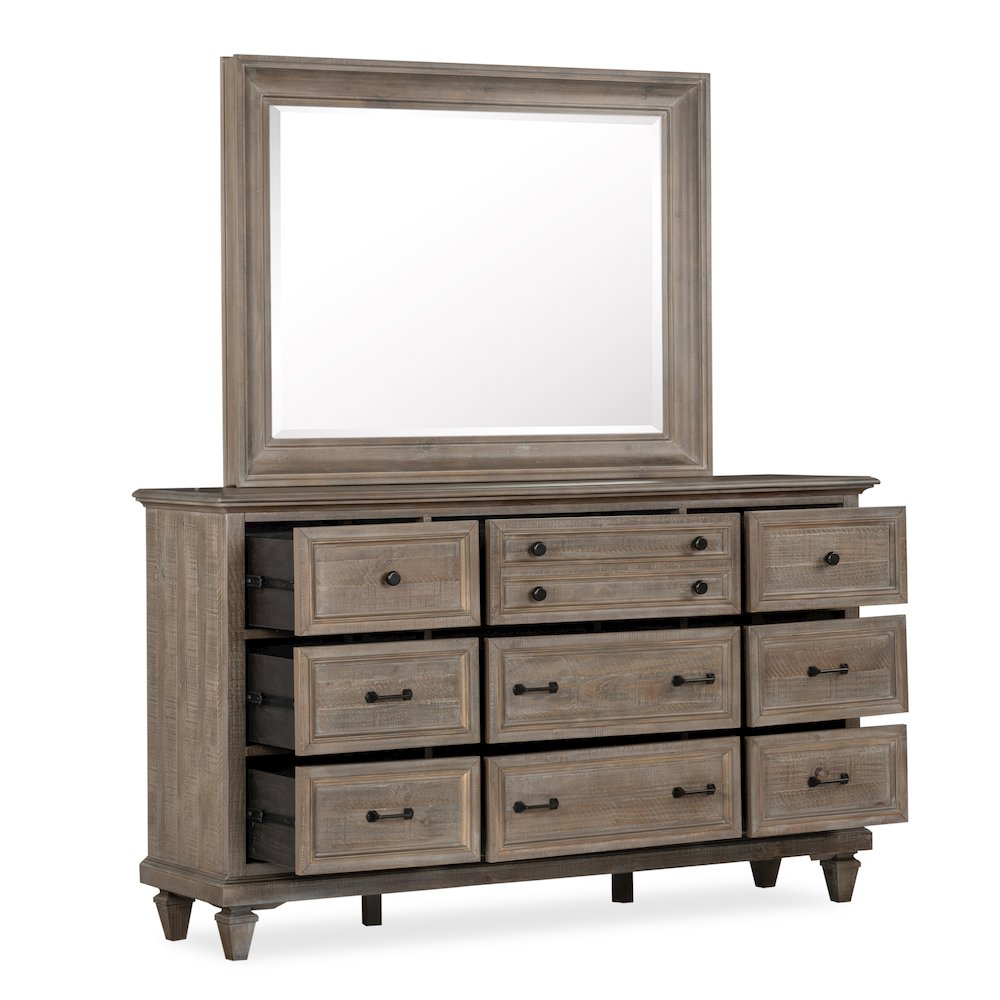 Lancaster Dovetail Grey Drawer Dresser With Landscape Mirror