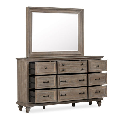 Lancaster Dovetail Grey Drawer Dresser With Landscape Mirror