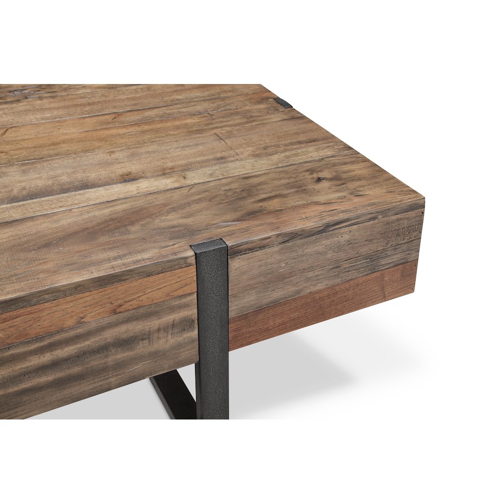 Prescott Rustic Honey And Distressed Iron Rectangular Cocktail Table