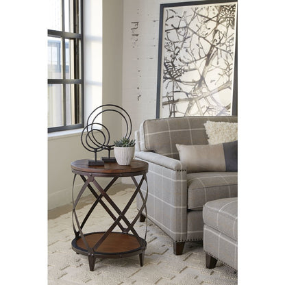 Pinebrook Distressed Natural Pine Round Accent Table