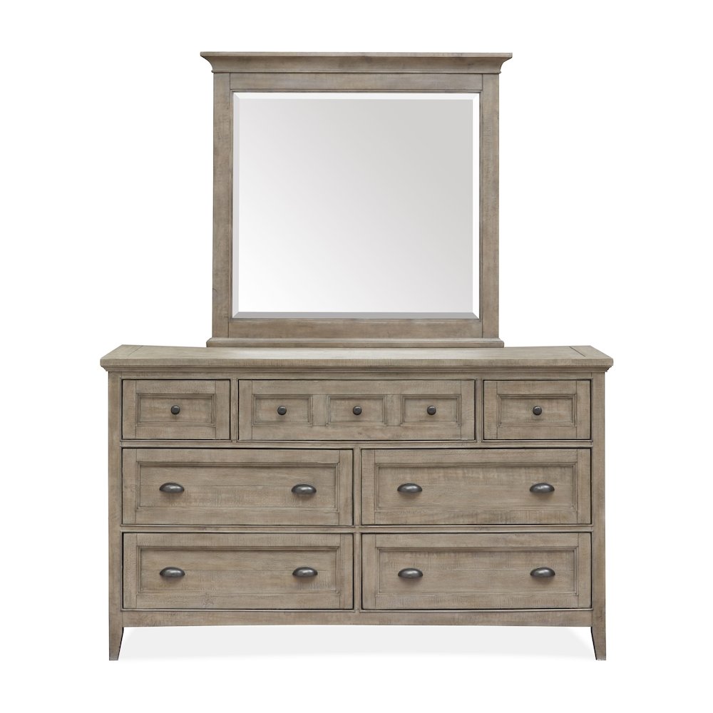 Paxton Place Dovetail Grey Drawer Dresser With Landscape Mirror