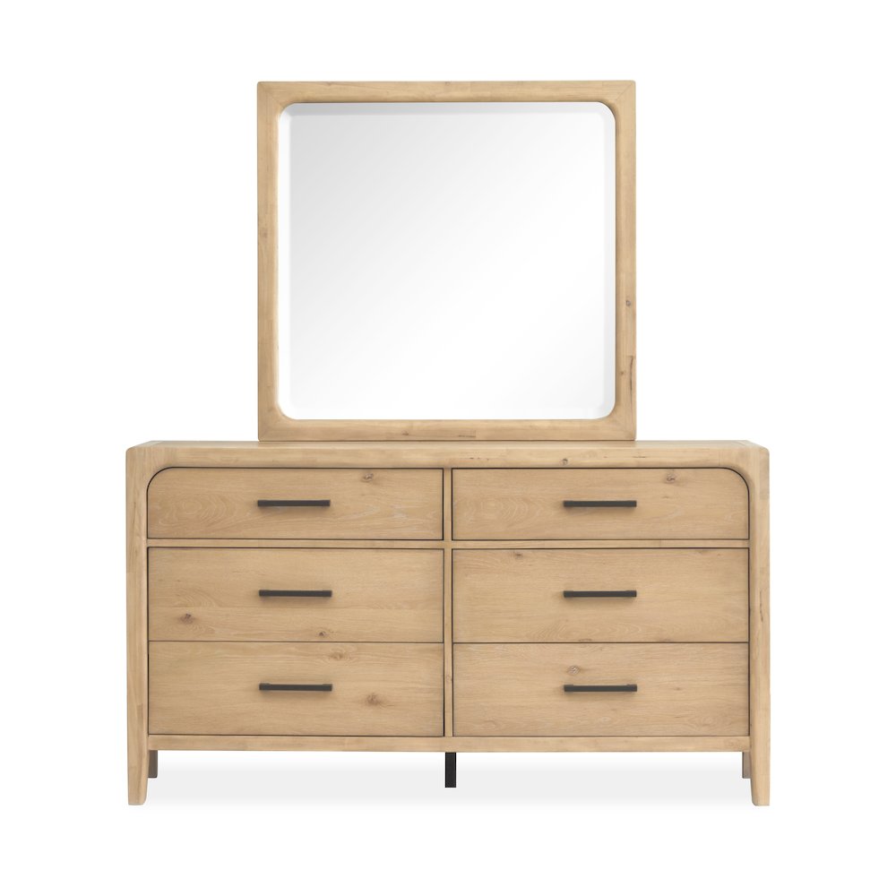 Somerset Butternut Double Drawer Dresser With Landscape Mirror