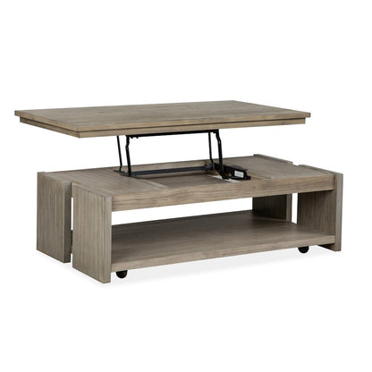 Stone Harbor Grey Rectangular Lift Top Storage Cocktail Table With Casters