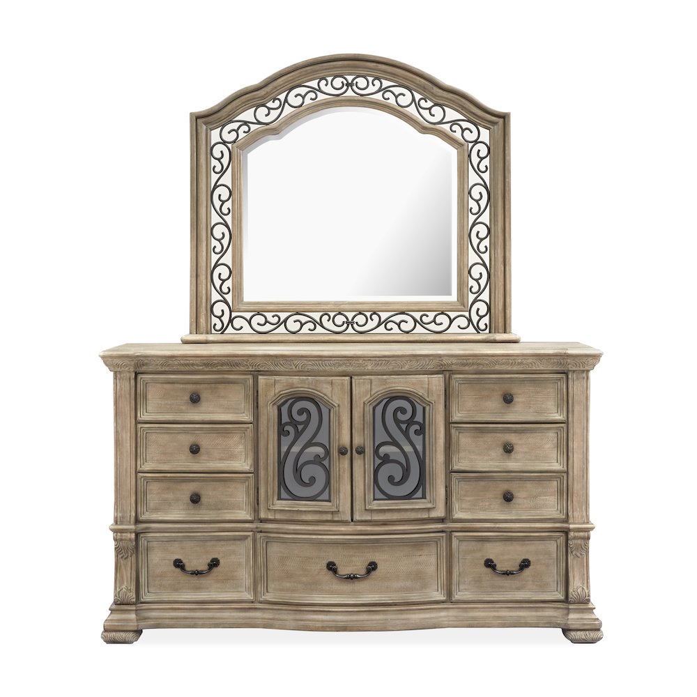 Marisol Fawn Drawer Dresser With Shaped Mirror
