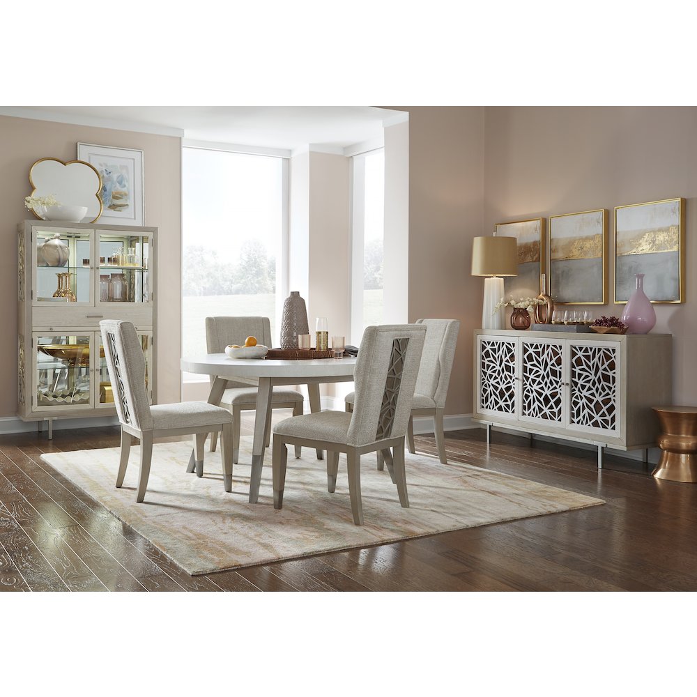 Lenox Warm Silver And Acadia White Display Cabinet