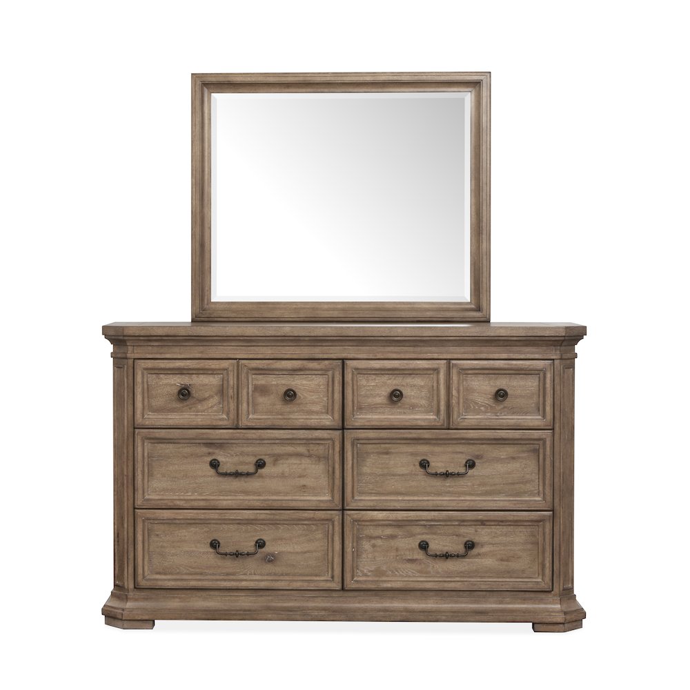 Adler Court Florentine Walnut Drawer Dresser With Landscape Mirror