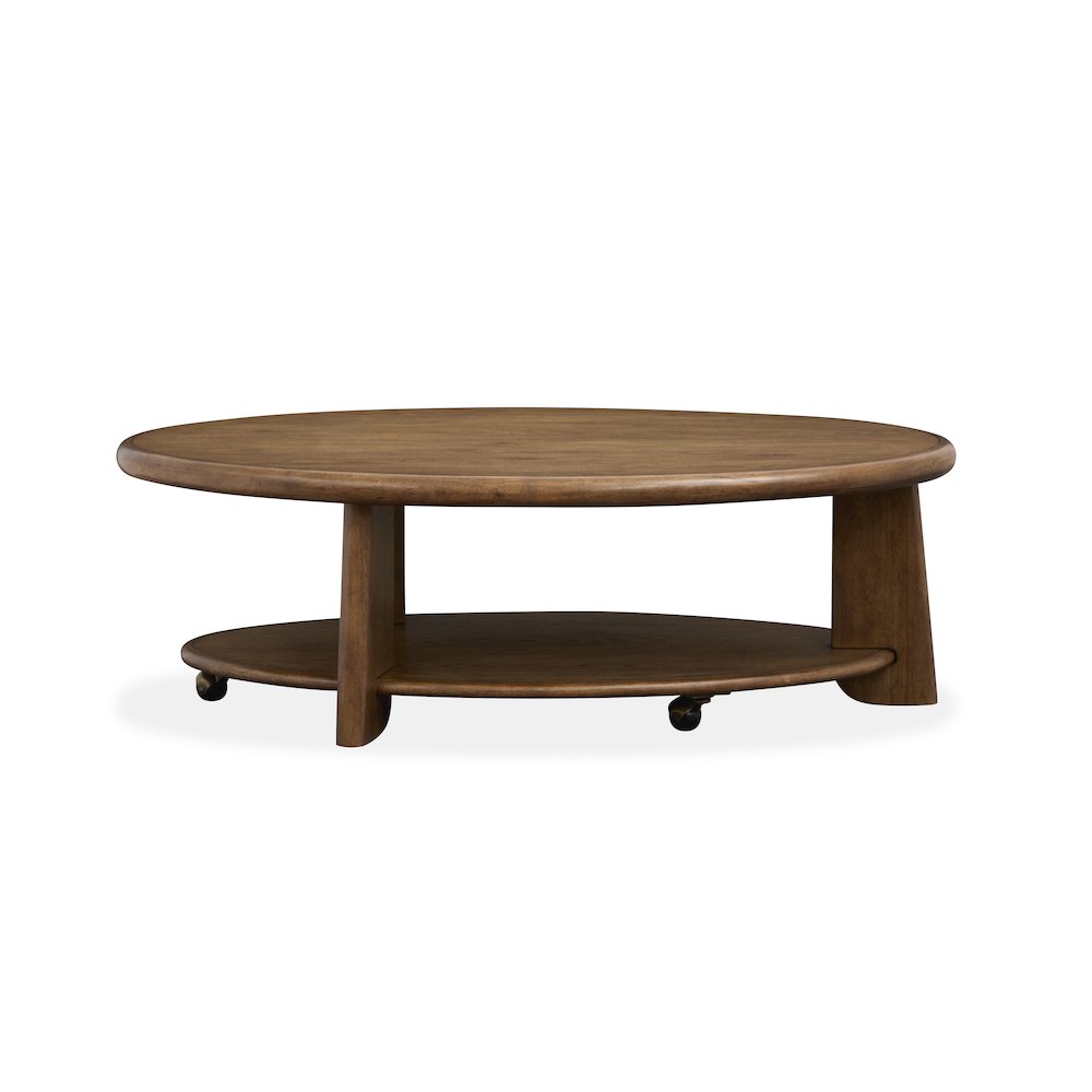 Tanner Tawny Brown Oval Cocktail Table With Casters