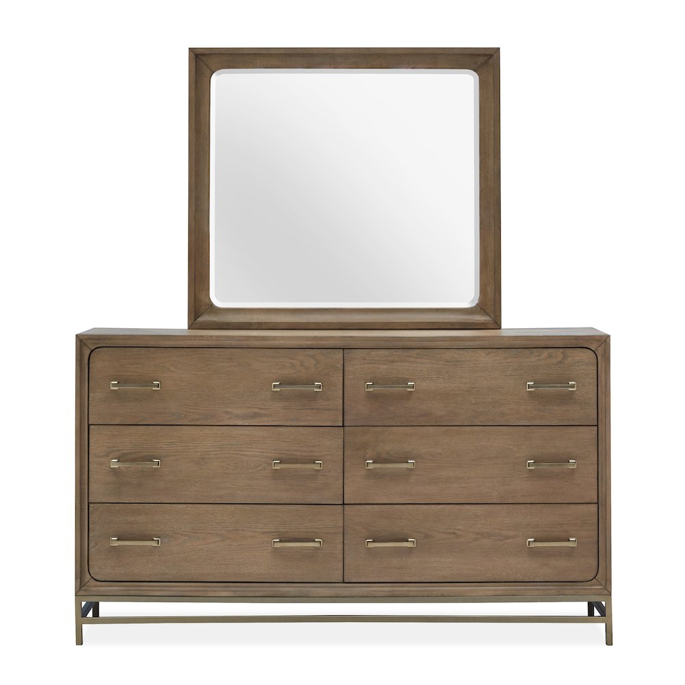 Lindon Belgian Wheat And Coffee Bean Double Drawer Dresser With Landscape Mirror