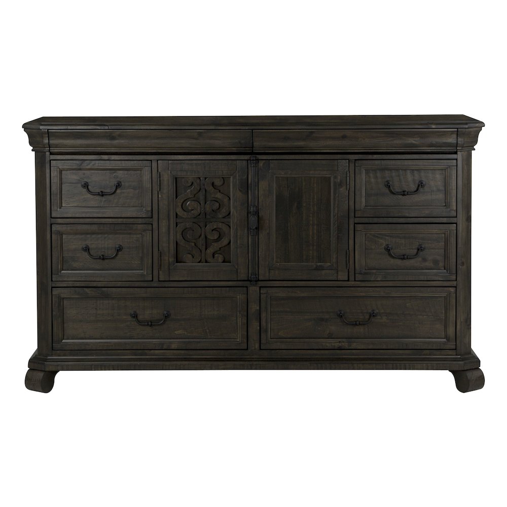 Bellamy Peppercorn Drawer Dresser With Shaped Mirror