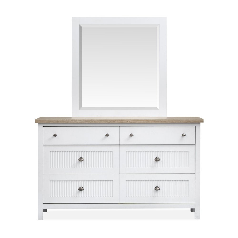Windmill Harbour White Whisp And Sand Double Drawer Dresser With Portrait Mirror