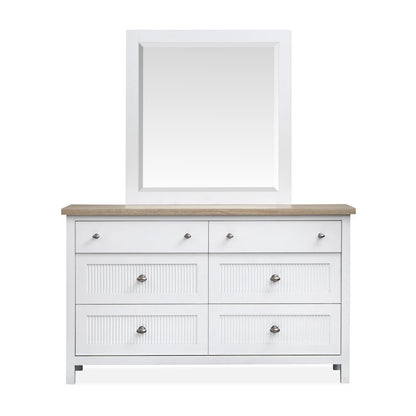 Windmill Harbour White Whisp And Sand Double Drawer Dresser With Portrait Mirror