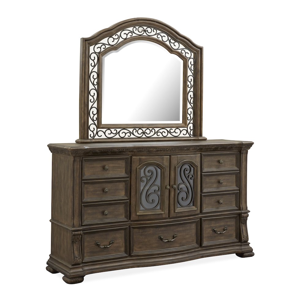Durango Willadeene Brown Drawer Dresser With Shaped Mirror