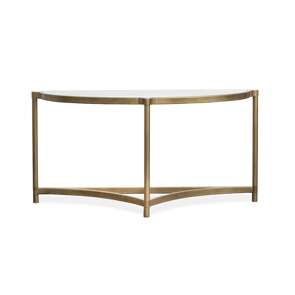 Cassidy Aged Brass And Volakas Classic Demilune Sofa Table