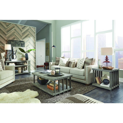 Eldridge Weathered Gravel And Satin Bronze Rectangular Sofa Table