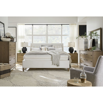 Lindon Belgian Wheat And Coffee Bean Queen White Upholstered Island Bed
