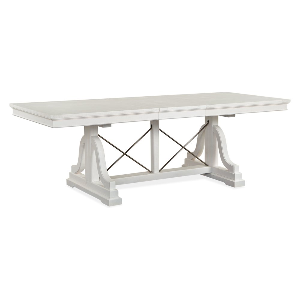 Heron Cove Chalk White And Dovetail Grey Extendable Trestle Dining Table