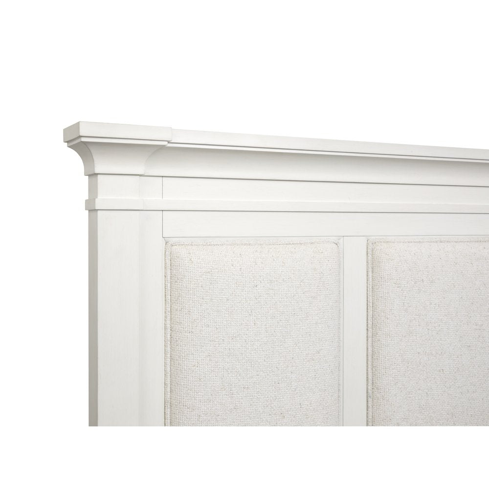 Kingston Whisper White And Cerused Nutmeg Queen Upholstered Panel Storage Bed