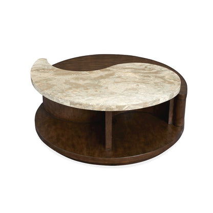 Mcpherson Burnt Umber Round Cocktail Table With Casters