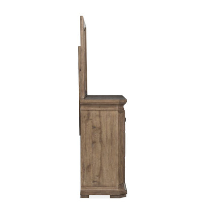 Adler Court Florentine Walnut Drawer Dresser With Landscape Mirror